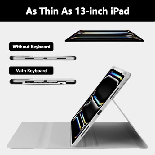 aMZCaSE for iPad Pro 13 inch Case with Keyboard (M5/M4) 2025/2024, for iPad Pro 13 Keyboard with Magnetic Detachable Folio Slim Cover, Smart Sleep/Wake, Pencil Holder, Gray - color: Gray