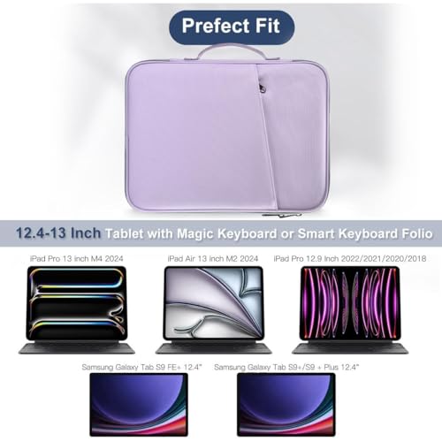 12.9 Inch Tablet Sleeve for Samsung Galaxy Tab S10+ Plus/S9+ S8+/S7+ Plus/S7 FE,iPad Pro M5 M4 13 2025/Air M4 M3 M2 13/Pro 12.9, 12.4" Microsoft Surface Laptop Go 2/11 Snapdragon Carrying Bag-Purple - color: Purple, size: 12.9 Inch