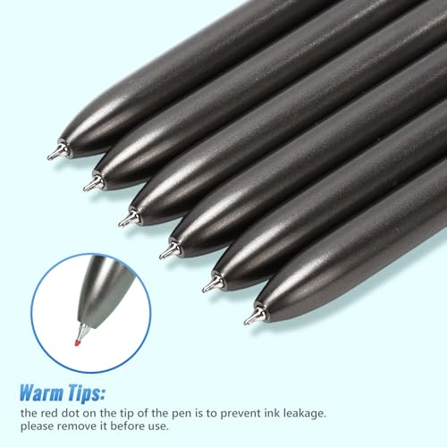 6 Pcs Black Gel Pens 0.5mm Retractable Pen, Gel Ink Pens Bulk, Gray | Quick Drying Fine Point Pens Smooth Writing, ABS Case with Pocket Clip Perferct for Office,Back to School - color: Black, size: 1 Count (Pack of 6)