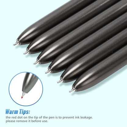 6 Pcs Black Gel Pens 0.5mm Retractable Pen, Gel Ink Pens Bulk, Gray | Quick Drying Fine Point Pens Smooth Writing, ABS Case with Pocket Clip Perferct for Office,Back to School - color: Black, size: 1 Count (Pack of 6)