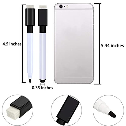 Boao 60 Pack Black Magnetic Dry Erase Markers with Eraser Cap Back to School Mini Whiteboard Dry Erase Markers Bulk Fine Point Tip for Teachers Student School Office White Board Home Supplies