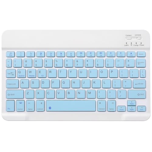 Bluetooth Keyboard for iPad, Rechargeable Slim Portable Wireless Keyboard for iPad Tablets, Compatible for All iOS/Windows/Android System Devices-Blue - color: Blue