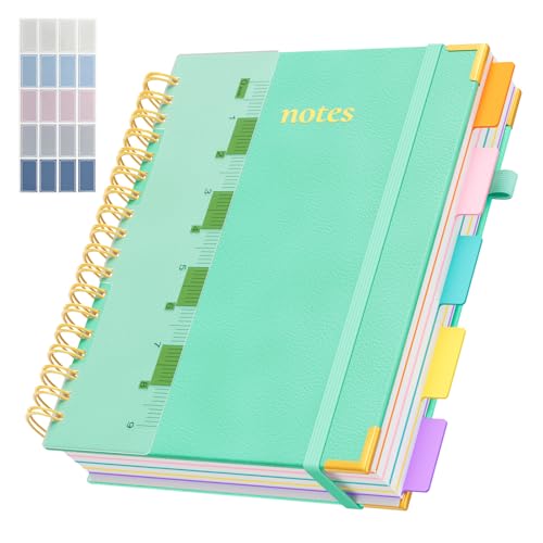 Line Hardcover Spiral Notebook with Removable Dividers Tabs & Ruler, 5 Subject Notebook College Ruled, 300 Page, Large 8"x10" B5 Notebooks for Work School, Lined Journal for Women & Men, Blue - color: Blue, size: 8"x10"(B5)