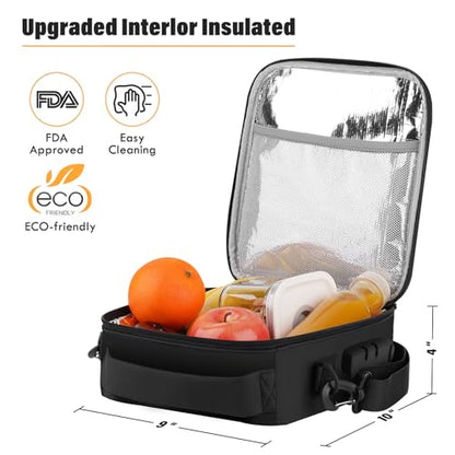 Lockable Lunch Box with Combination Lock，Insulated Lunch Bag Reusable Leakproof Cooler bag For Travel Work (Black)