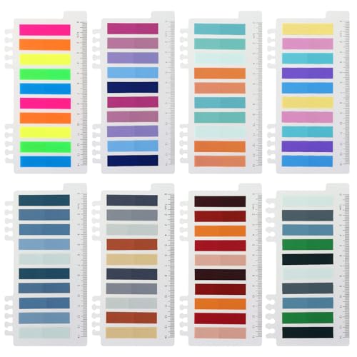 MultiBey 2400 Pcs Book Tabs Transparent for Annotating | Writable Transparent Sticky Tabs with Ruler Backing | Repositionable Page Markers for Binders, Reading & Studying - color: Multi-coloured