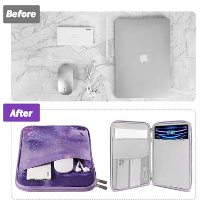 MoKo 13 Inch Tablet Sleeve Bag Carrying Case with Accessory Pocket | Fits iPad Pro 13-inch M4, iPad Air 13-inch M2, iPad Pro 12.9-inch M2/M1 and Galaxy Tab S8+/S9+ 12.4-inch, Purple Starry Sky - color: Purple Starry Sky, size: 12.9-13 inch