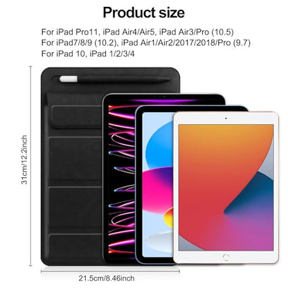 8-11 inch Tablet Sleeve Case with Pen Holder, Slim PU Lightweight Universal case with Foldable Stand for iPad 10th Generation 2022, iPad Pro 11, iPad mini6, Galaxy Tab S9/A9 Plus/A8 etc Black - color: Black