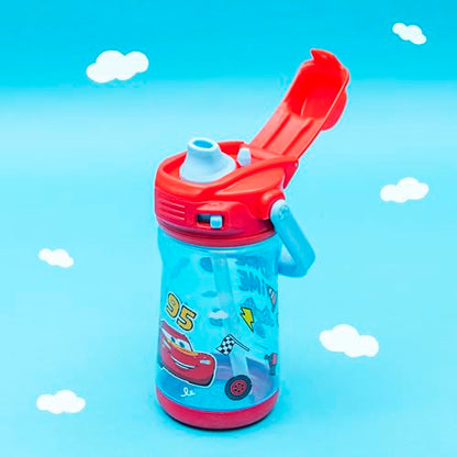 Zak Designs Disney Pixar Cars Beacon Kid Water Bottle for Travel or At Home, 12oz Plastic is Durable and Leak-Proof with Liquid Lock Spout, Cover, Carry Handle, Protective Base (Lightning McQueen) - color: Disney Pixar Cars (Lightning McQueen)