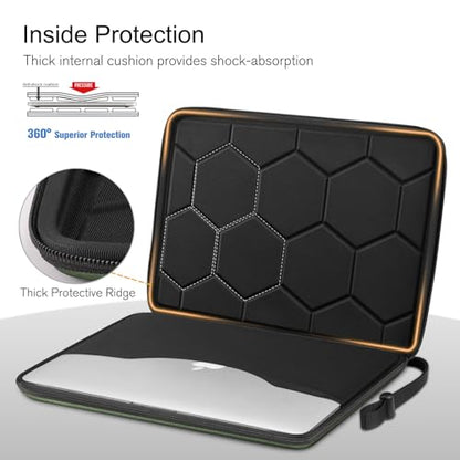 FINPAC 14-inch Hard Laptop Sleeve Case Compatible with Acer Chromebook Lenovo, HP, Dell, Acer Laptop Notebook Ultrabook, Water-Resistant Shockproof Computer Bag, Olive - color: Olive, size: 13.5-14-inch Laptop/Notebook