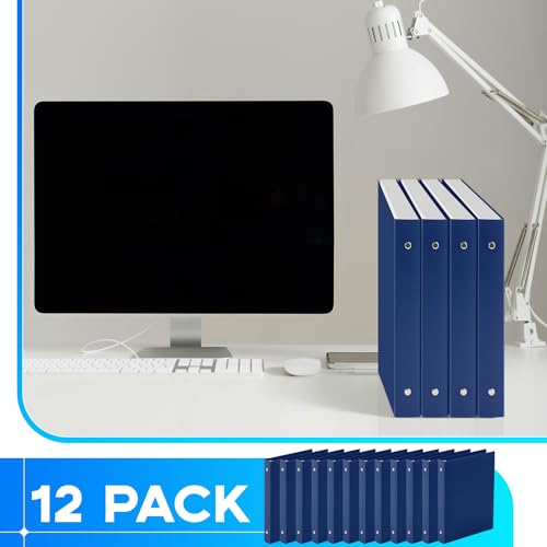 Henoyso 12 Pcs 1 Inch Mini 3 Ring Binders Fits 5.5" x 8.5" Paper, Holds(Capacity 240 Sheets), Plastic Flexible Three Round Rings Small Navy Blue A5 Binders Bulk for School, Office Use, Photo Album - color: Navy Blue, size: 1 Inch