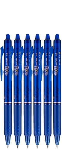 FriXion Clicker Retractable Erasable Gel Pen, Blue, Bold Point, 6-pk; Bundle with Plastic Reusable Pouch - color: Blue, size: 1 Count (Pack of 6)