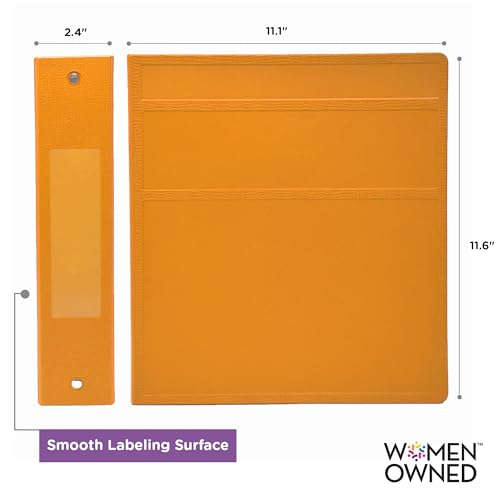 Carstens 2-Inch Heavy Duty 3-Ring Binder - Side Opening, Mango, Durable Plastic, No-Gap Rings, Waterproof Cover No Pockets, Holds 300 Letter-Sized Sheets, BPA-Free, Made in USA (2836-00-3R) Case of 16 - color: Orange, size: Case of 16