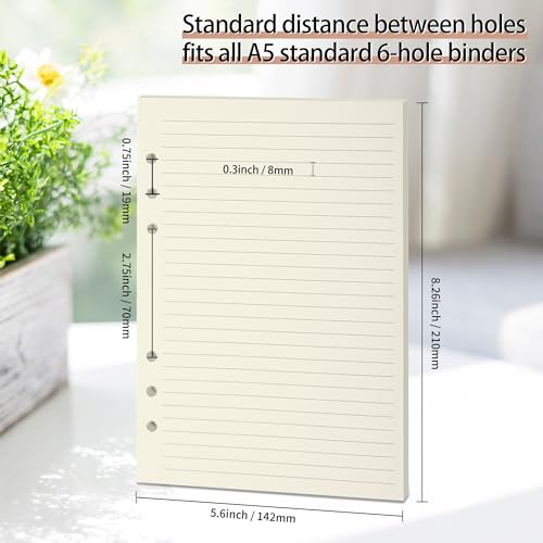 A5 Ruled Refills Inserts for 6-Ring Binder, Loose Leaf Planner Filler Paper, Planner Inserts,80 Sheets/160 Pages,Lined(Line-A5) - size: Line-A5