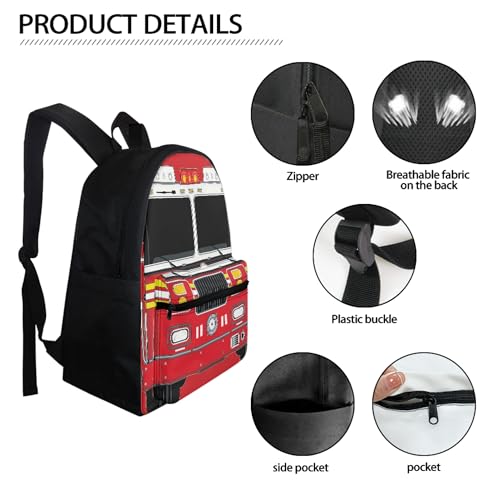 BIGCARJOB Boys School Bags Set 3 Pcs Cute Ambulance Print Backpack Set with Lunch Box Pencil Holder for Teens Kids Rucksack Cartoon Ambulance School Bookbags Set - color: B Cute Ambulance, size: One Size