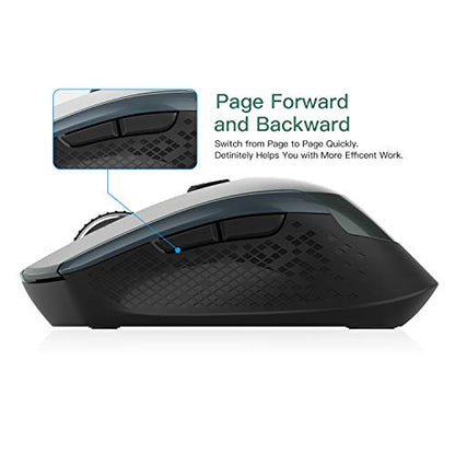 Cimetech Wireless Ergonomic Mouse, 2.4G Computer Optical, 6 Buttons, Silent With USB Receiver, 3 Adjustable DPI for Laptop, Desktop, Mac, PC - Dark Green - color: Green