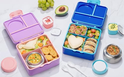 Fimibuke Bento Lunch Box for Kids Adult, 3-4 Compartment 60OZ Toddler Lunch Box Container with Leakproof 8OZ Insulated Food Jar, Sauce Jar, Utensil for School Boys Girls, BPA-Free Dishwasher Safe - color: B10.Engineering Trucks