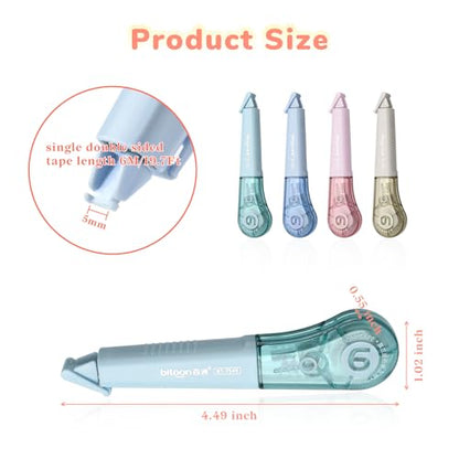 Temiary 8 Pcs Correction Tape Pens, Aesthetic for Instant Correction, Easy to Use, Pen Shaped Applicator for Office School Supplies, 1/5 Inch x 236 Inches