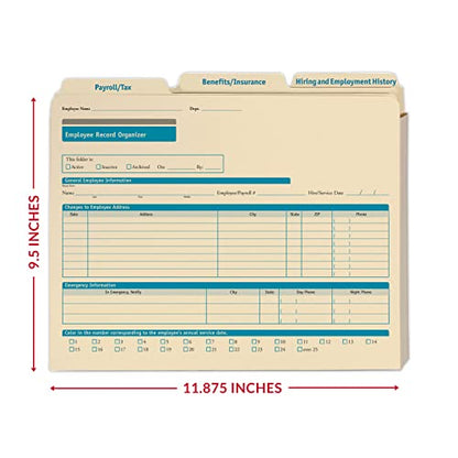 ComplyRight Employee Record Organizer 3-Folder Set, Pack of 25 | 9-1/2" x 12" x 1-1/4", Document Filing Folder for Businesses, HR Employee Management Documentation Office Supplies - style: 3-Folder Set