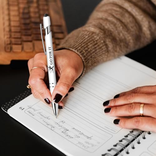 15 Pack Motivational Pen Set - Inspirational Quotes Retractable Ballpoint Pens for Office School Supplies, Encouragement Gifts for Women Men, White - color: White, style: Positive