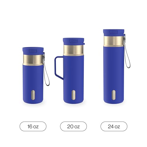 Contigo SnapSeal 473.2ml(16온스) 스테인리스 스틸 진공 단열 물병, 누출 방지 자동 닫힘 뚜껑(빨대 호환) 및 휴대용 스트랩, BPA 프리 및 납 프리, 식기세척기 사용 가능 - color: 와일드 인디고 샴페인, size: 16온스