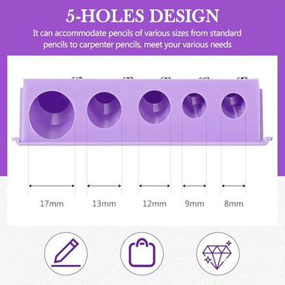 Honoson 2 Pcs 5 Hole Cosmetic Long Point Manual Pencil Sharpener with Plastic Lid Makeup Eyeliner Pencil Sharpener (Purple) - color: Purple