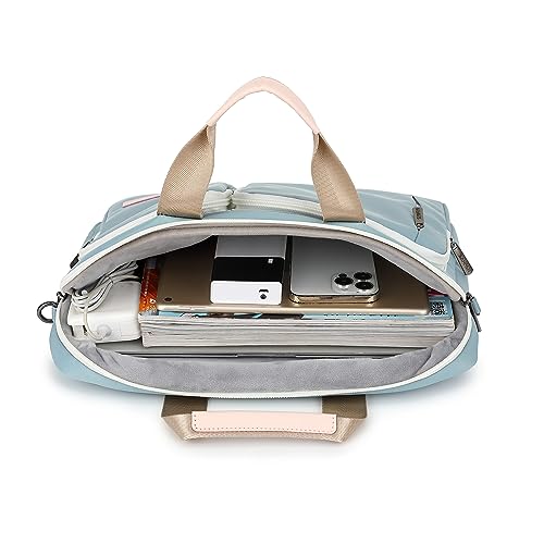 360 Protective Multi-Pockets Laptop Shoulder Bag Sleeve Case, Briefcase for 15.6 & 16 Inch Laptops (Light Blue) - color: Light Blue, size: 15 inch-15.6 inch