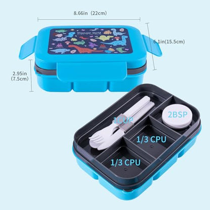 Bento Box for Kids Girls Boys, Adult,8-Compartment Leak-Proof Toddler Lunch Box for School, Drop-Proof Kids Lunch Containers with Insulated Bag, Microwave & Dishwasher Safe, BPA-Free,(Blue) - color: blue