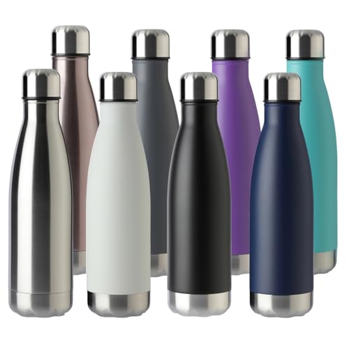 MEWAY 17oz Sport Water Bottle 8 Pack Vacuum Insulated Stainless Steel Leak-Proof Double Wall Cola Shape Water Bottle,Keep Drinks Hot & Cold (colourful,8 Pack) - color: colourful