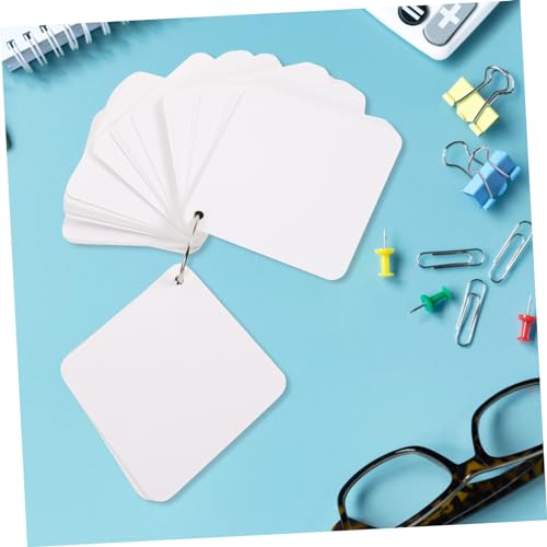 Veemoon 1Set Blank Flash Cards Pre Hole Punched Notecards with Binder Rings Multipurpose Hand Painting Cards for Learning Note Taking and Crafting Activities