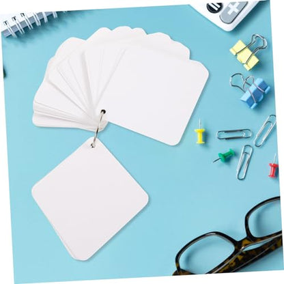 Veemoon 1Set Blank Flash Cards Pre Hole Punched Notecards with Binder Rings Multipurpose Hand Painting Cards for Learning Note Taking and Crafting Activities