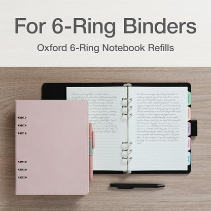 Oxford A5 Refill Paper, 6 Ring Lined Paper with Pastel Binder Dividers, 5 Tabs, 120 Sheets, 6 x 8.25 Inches, Notebook, Bullet Journal and Planner Inserts (1016731) - size: A5 5 Tab Dividers