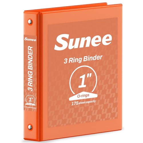 SUNEE 3 Ring Binder 1 Inch 1 Pack, Clear View Binder Three Ring PVC-Free (Fit 8.5x11 Inches) for School or Office Supplies, Orange - color: Orange, size: 1 Inch
