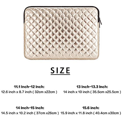 TRIUMPH VISION Puffy Laptop Sleeve Pouch Case Protective Bag Lined Padded | Puffy Laptop Case 11 12 in Quilted Leather Protection Shockproof Cushion Padding Fashion with Pocket Safe Golden - color: Gold Quilted, size: 11-12 Inch