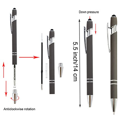 PASISIBICK 12 Pieces Ballpoint Pen with Stylus Tip, 2 in 1 Stylus Stylish Pen, Premium Metal Stylus Pen for Touch Screens, Black Ink, 1.0 mm Medium Point.(Pack of 12) - color: 12 Pcs Stylus Pens-2