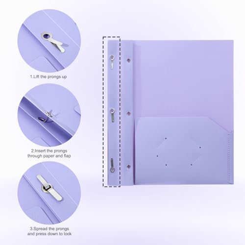 ViVin Sturdy Plastic Folder with Pockets,6 Pack,Heavy Duty Two Pocket 3 Prong Folders,Holds Letter Size Paper,File Folders with Business Card Slot for School Home and Office(Light Purple) - color: Light Purple, size: 6 PACK