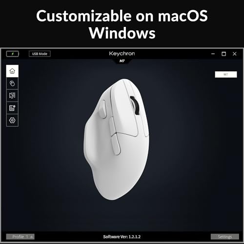 Keychron M7 Wireless Computer Mouse, 26K DPI Optical Computer Mouse, 2.4 GHz/Bluetooth/Wired with Macro Button 63g Lightweight Ergonomic, Up to 70 Hours Worktime for Laptop macOS/Windows - White - color: White, style: 1K Polling Rate
