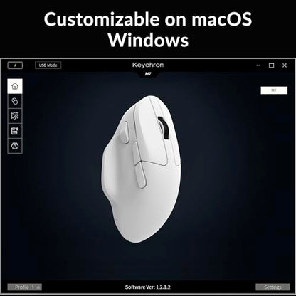 Keychron M7 Wireless Computer Mouse, 26K DPI Optical Computer Mouse, 2.4 GHz/Bluetooth/Wired with Macro Button 63g Lightweight Ergonomic, Up to 70 Hours Worktime for Laptop macOS/Windows - White - color: White, style: 1K Polling Rate
