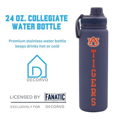 Auburn Water Bottle - Navy Blue Double Walled Stainless Steel 24 oz Keeps Drinks Cold or Hot - color: Auburn Tigers - Navy