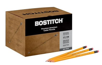 Bostitch Office Premium #2 Pencils, American Cedar Wood, Pre-Sharpened, HB Graphite, 500-Pack - size: 1 Count (Pack of 500)