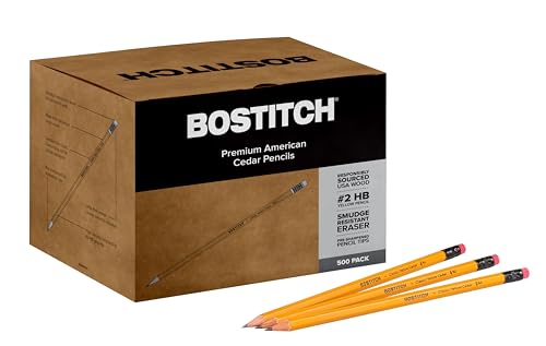 Bostitch Office Premium #2 Pencils, American Cedar Wood, Pre-Sharpened, HB Graphite, 500-Pack - size: 1 Count (Pack of 500)