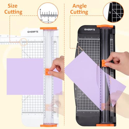 2 Set A4 Paper Cutter 12 Inch Titanium Paper Trimmer Scrapbooking Tool with 2pcs Replacement Blades with Automatic Safety Guard and Side Ruler for Craft Paper,Cardstock,Photo,Coupon, Label - color: Black+white(2 Set)