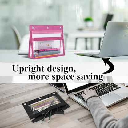 YoeeJob Pencil Pouch for 3 Ring Binder with 1.5 inch Expandable Large Capacity, Double Pockets Zipper Pencil Case, Pencil Binder Pouch for School Office Home, Pink - color: pink
