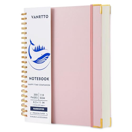 VANRTTO Hardcover College Ruled Spiral Notebook 8.5x11 IN A4 for Work Pink | Lined A4 Notebook, 110 GSM Thick Spiral Notebook, 300 Pages Notebooks for Work, School, Journals for Writing, Office Supplies - color: A4 PINK, size: 8.5 x 11 IN A4