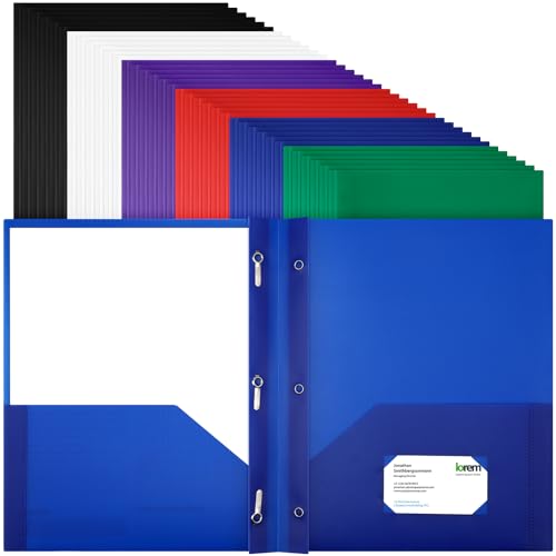 Cholemy 36 Pcs Plastic Pocket Folders with Pockets and 3 Prongs | 2 Heavy Duty Pockets Folders with Prongs, Front Pocket, Card Slot, Letter Size Bulk for School Office Workers (Vintage Colors) - color: Vintage Colors