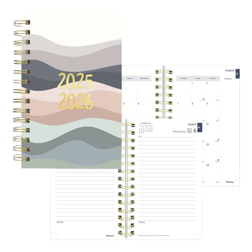 Blueline® Essential Academic Daily/Monthly Planner, August 2025 to July 2026, Gold Twin-Wire Binding, Poly Cover, 8" x 5", Under the Sea Design, Waves (CA214PH.02-26)