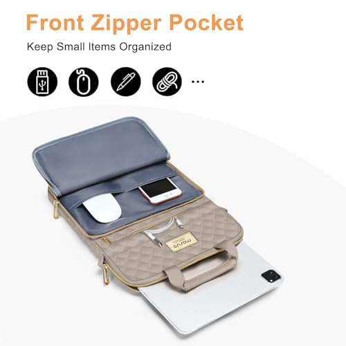 MOSISO 12.9 inch Tablet Sleeve Bag for iPad Pro 13 M4&iPad Air 13 M3 M2,iPad Pro 12.9 M2 M1 6/5,Surface Laptop Go 12.4,Galaxy Tab S8+/S9+ 12.4,Square Quilted Carrying Case with 2 Pockets, Taupe Brown - color: Taupe Brown, size: 12.9 inch