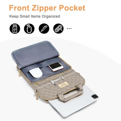 MOSISO 12.9 inch Tablet Sleeve Bag for iPad Pro 13 M4&iPad Air 13 M3 M2,iPad Pro 12.9 M2 M1 6/5,Surface Laptop Go 12.4,Galaxy Tab S8+/S9+ 12.4,Square Quilted Carrying Case with 2 Pockets, Taupe Brown - color: Taupe Brown, size: 12.9 inch