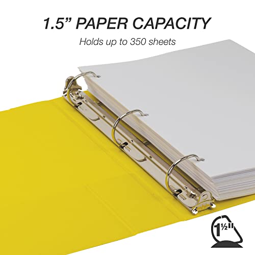 Samsill Durable 1.5 inch 3 Ring Binder, D Ring Binder, 100% Recycled Chipboard, Yellow - color: Yellow, size: 1 Pack, style: 1.5 Inch