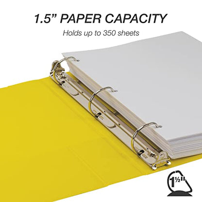 Samsill Durable 1.5 inch 3 Ring Binder, D Ring Binder, 100% Recycled Chipboard, Yellow - color: Yellow, size: 1 Pack, style: 1.5 Inch