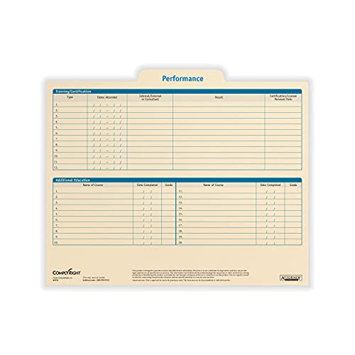 ComplyRight Performance Folder, Pack of 25 | 9-1/2" x 11-3/4", Document Filing Folder for Businesses, HR Employee Management Documentation Office Supplies - style: Performance